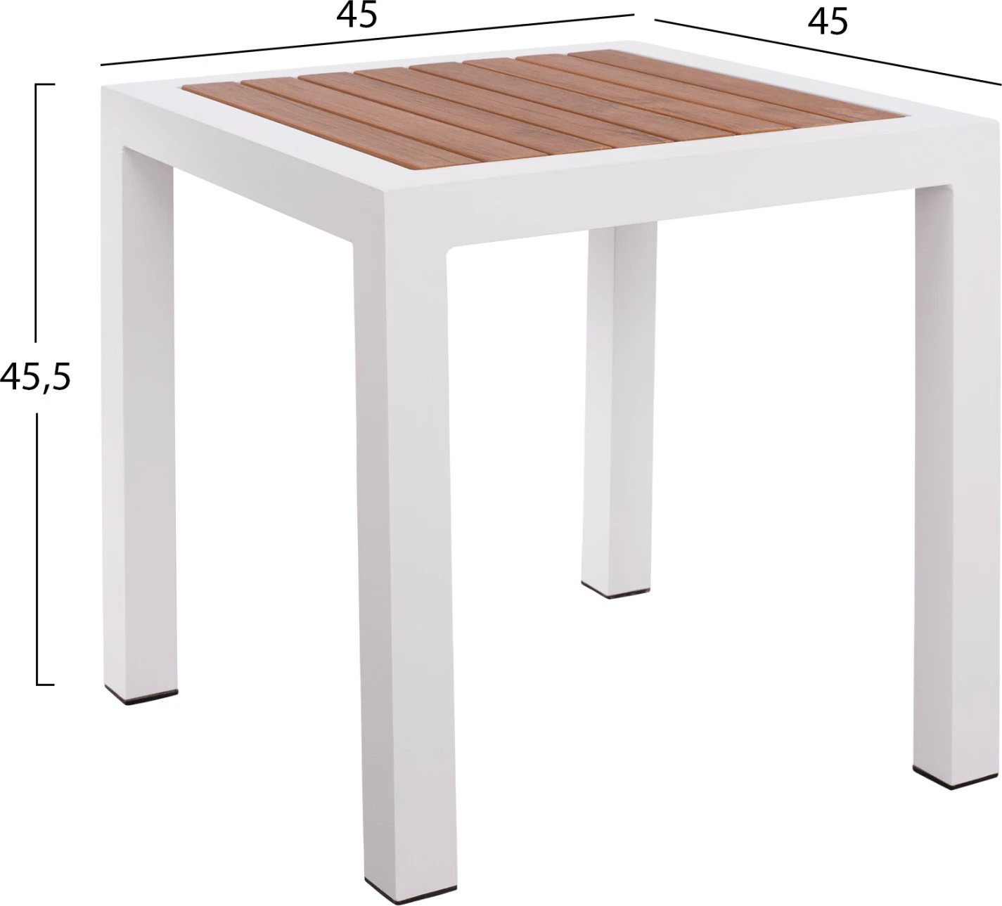 Tavolinë alumini FH5403.01 e bardhë me sipërfaqe Polywood 45Χ45Χ45,5