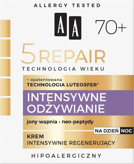 Krem fytyre rigjenerues AA Age Technology 5Repair 70+ Intensive Nourishing për femra 50ml