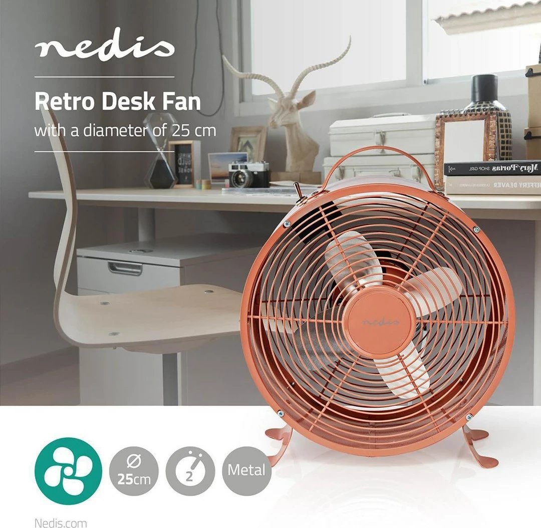 Ventilator tavoline Nedis FNCL10PK20, metalik, rozë