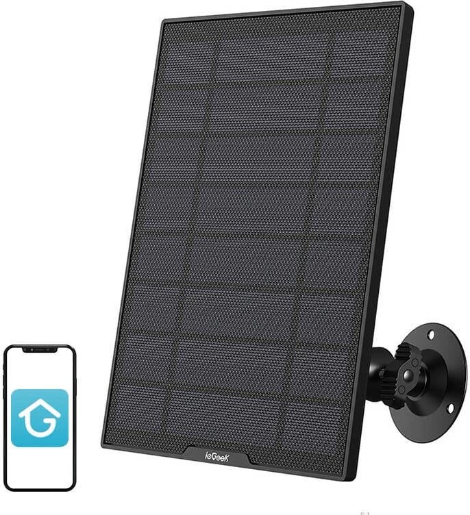 Panel diellor ieGeek ZS-GQ5 për kamera sigurie, 3m USB, i zi