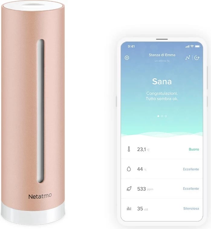 Monitor i zgjuar i cilësisë së ajrit Netatmo HCC, wireless, rose gold