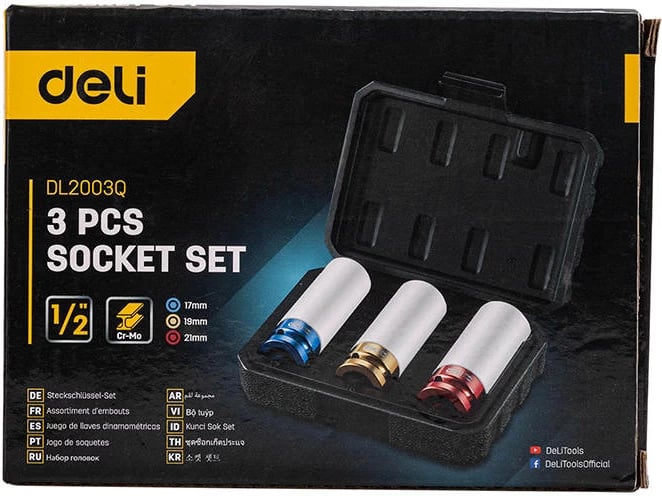 Set çelësa tubash Deli Tools EDL2003Q, 17/19/21mm, 3 copë