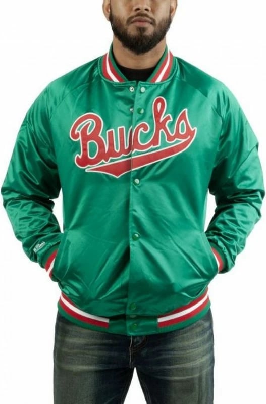 Xhaketë për meshkuj Mitchell & Ness, NBA Milwaukee Bucks, e gjelbër