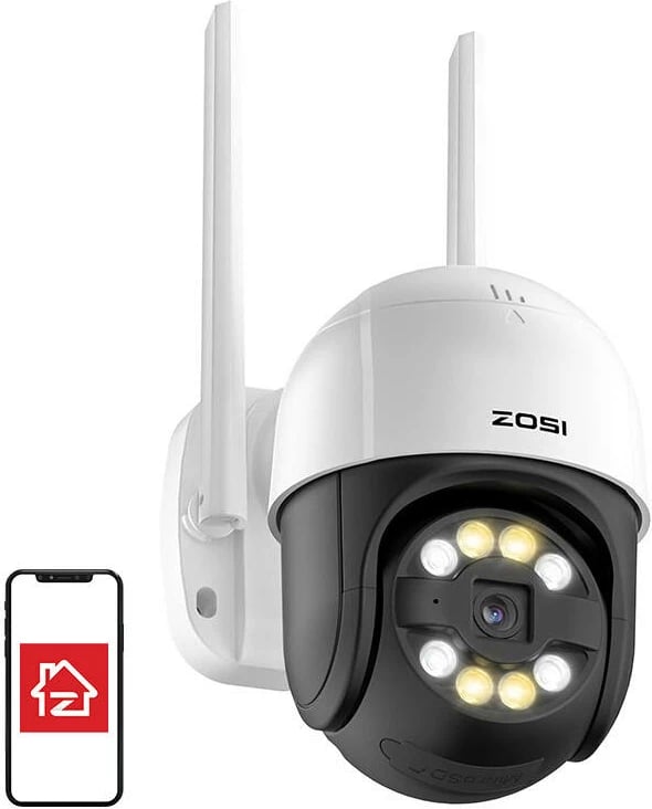 Kamerë IP ZOSI C289 WiFi pan/tilt, 3MP, IP66, me kartelë 32GB, e bardhë