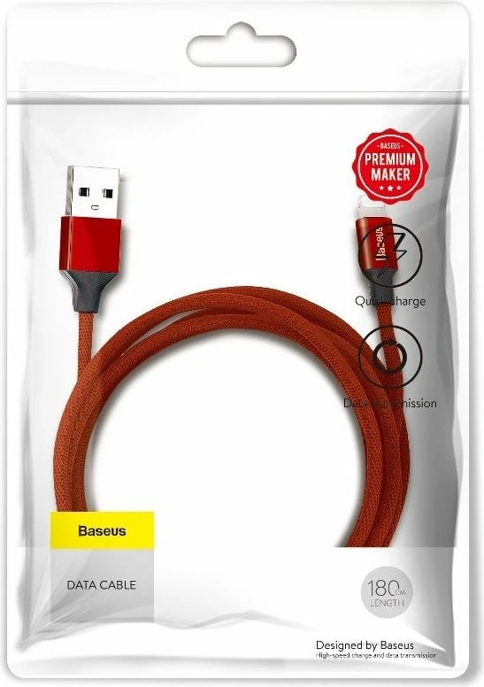 Kabllo Baseus Yiven Lightning, 180 cm, 2A, e kuqe