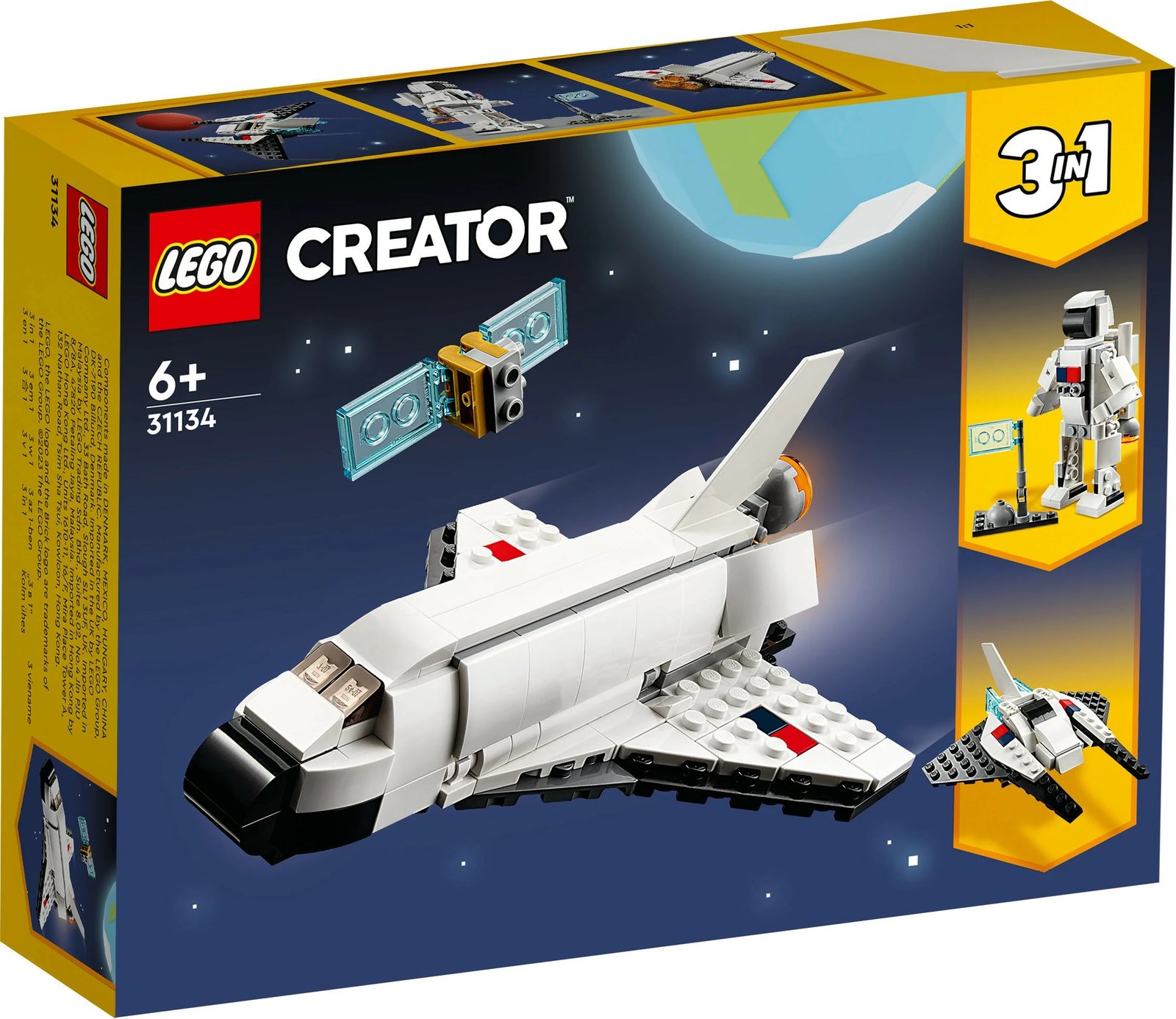 Set ndërtimi LEGO Creator 3-in-1 Space Shuttle, 144 pjesë, shumëngjyrësh