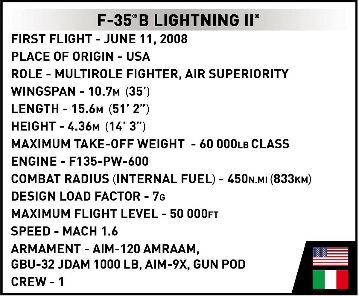 Set blloqesh Cobi Klocki F-35B Stovl Lightning II, 610 pjesë, gri