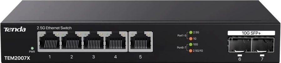 Switch Tenda TEM2007X, 2.5G Ethernet, Desktop, Zi