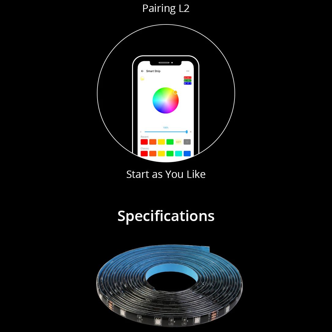 Shirit LED inteligjent Sonoff L2-5M, 5m, RGB, Wi-Fi, me telekomandë, i papërshkueshëm nga uji, set