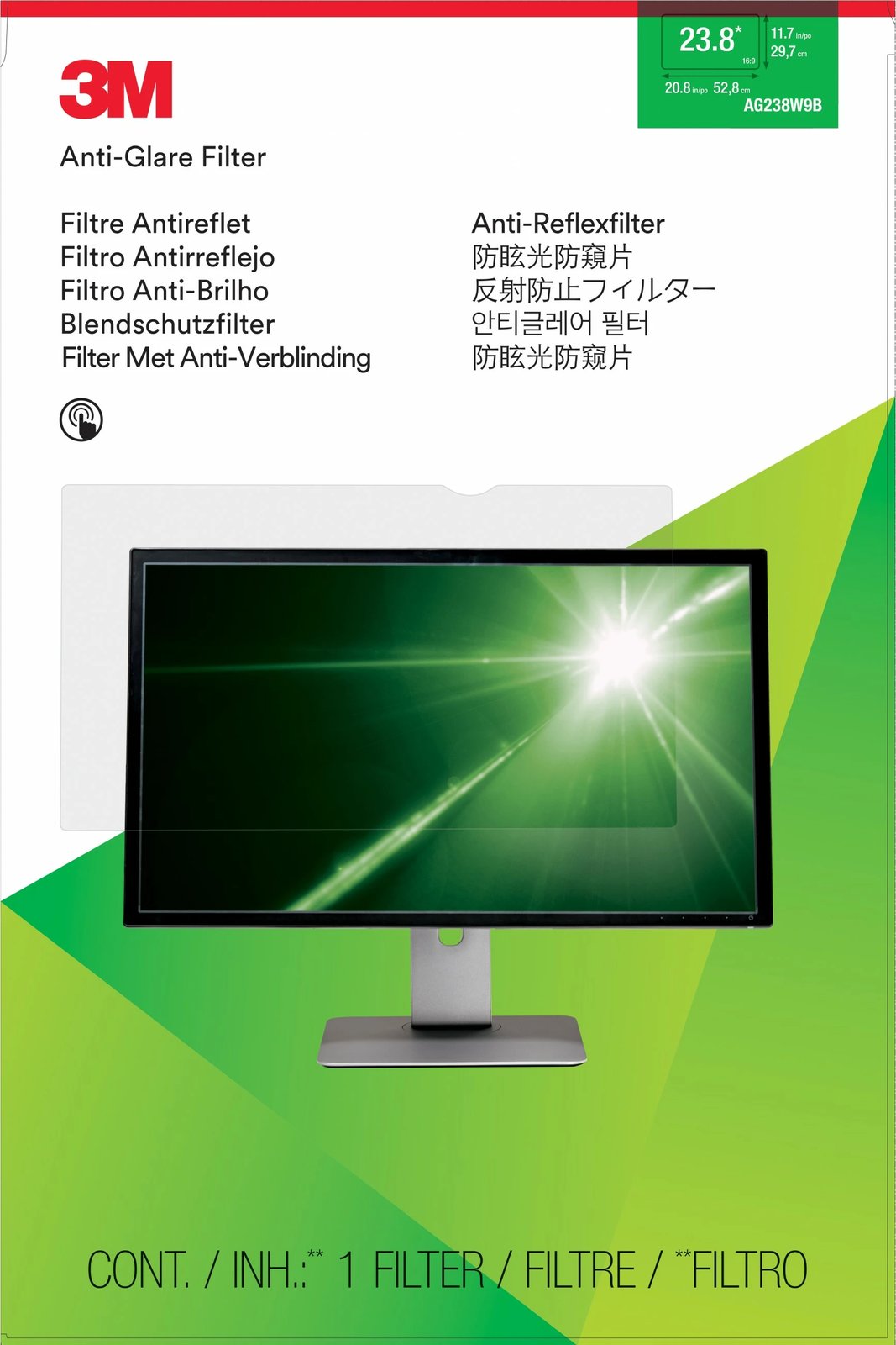 Mbrojtës ekrani 3M AG238W9B, 23.8in, Anti-Glare, Transparent
