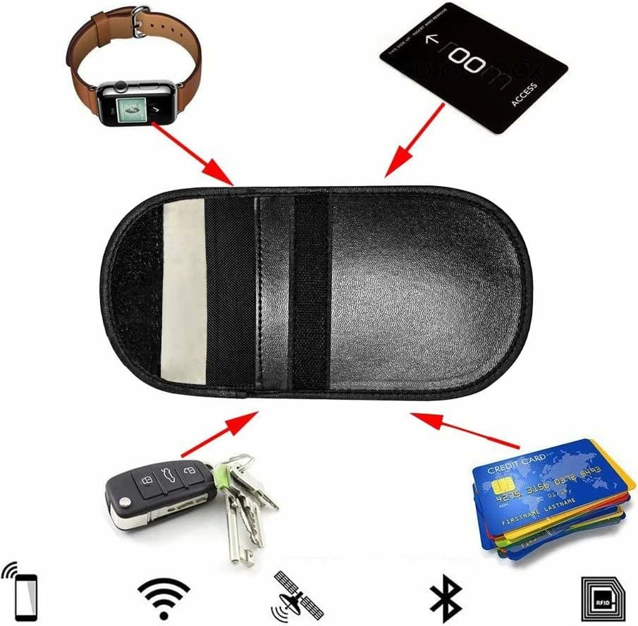 Mbështjellës kundër vjedhjes për çelësa makine Hurtel, Faraday Box, 14x10cm, i zi