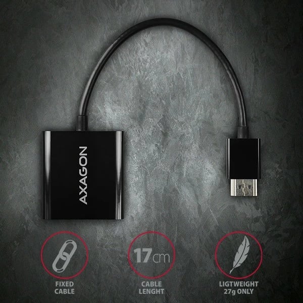 Adapter AXAGON RVH-VGN HDMI në VGA, i zi