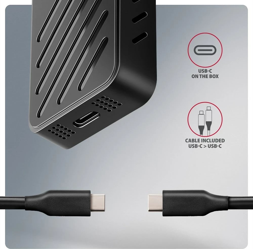 Kasë SSD AXAGON EEM2-20G, USB-C 3.2, M.2, E zezë