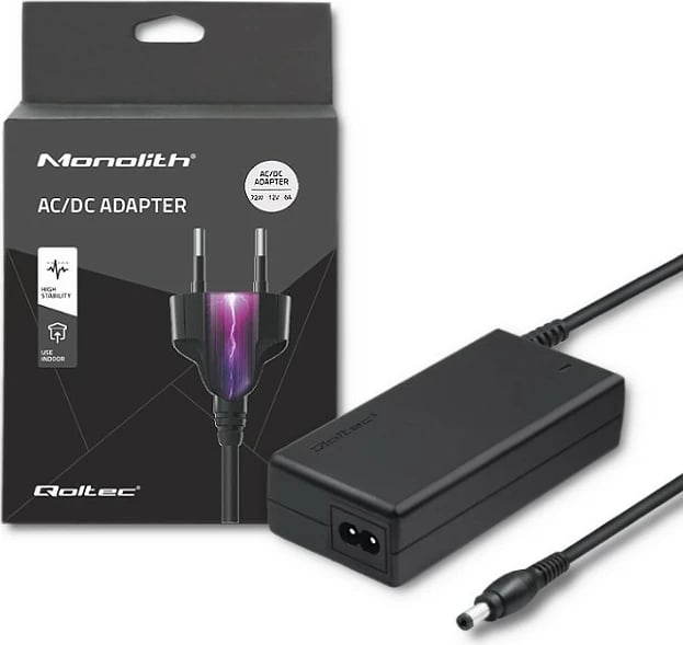 Furnizues energjie Qoltec 51107.72W, 12V, 6A, 5.5*2.5 mm, i zi