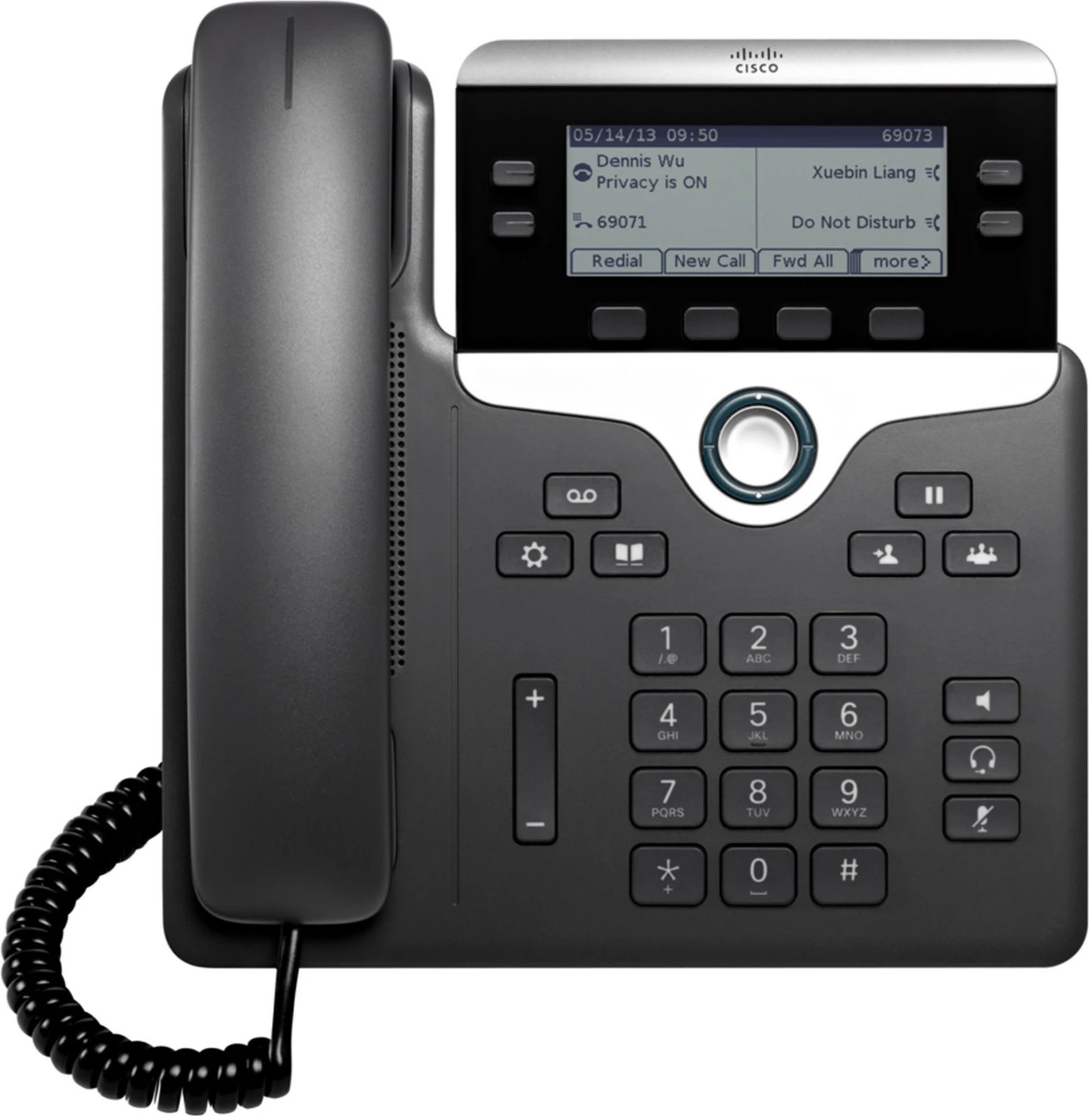 Telefon IP Cisco 7841, 4 linja, ekran 3.5 inç, PoE, zi/argjendtë