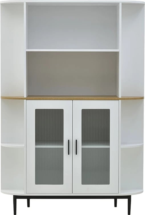 Vitrinë Xarvey Inart, ngjyrë bardhë-dru natyral, 110x38x160cm