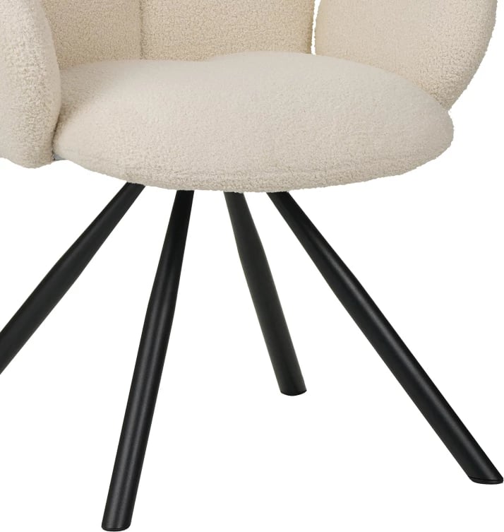 Karrige Garzele Inart, material teddy, ngjyrë bezhë, këmbë metalike të zeza, 68x66x82.5cm