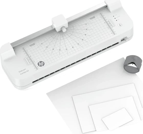 Laminator HP ONELAM COMBO A3 me prerës të integruar, shpejtësi laminimi 40 cm/min, i bardhë Laminator HP ONELAM COMBO A3 me prerës të integruar, shpejtësi laminimi 40 cm/min, i bardhë