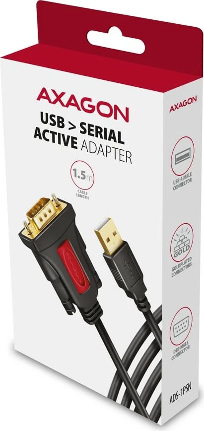 Adapter USB në RS-232 AXAGON ADS-1PSN, 1.5m, Prolific Chip, i zi
