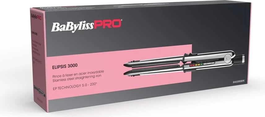 Hekur për drejtuar flokët BaBylissPRO ELIPSIS3000, Ngrohës, i Zi, 55 W Hekur për drejtuar flokët BaBylissPRO ELIPSIS3000, Ngrohës, i Zi, 55 W