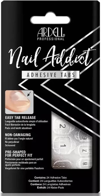 Shirita ngjitës për thonj Ardell Nail Addict Adhesive Tabs, 24 copë