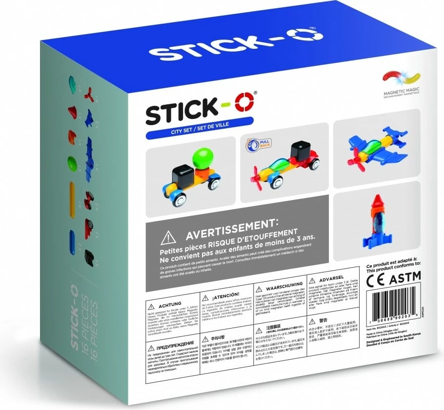 Set lodrash magnetike Magformers Stick-O Urban, 16 pjesë