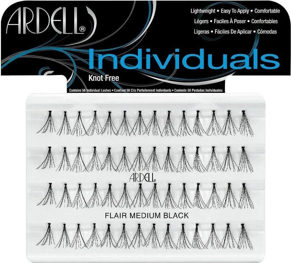Qerpikë artificial Ardell Individual Knotted për femra Medium Black 56 copë