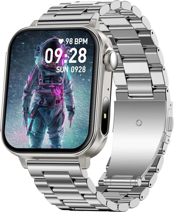 Smartwatch Colmi P80 1.83" ekran HD, thirrje Bluetooth, IP67, pa GPS, çelik, argjend