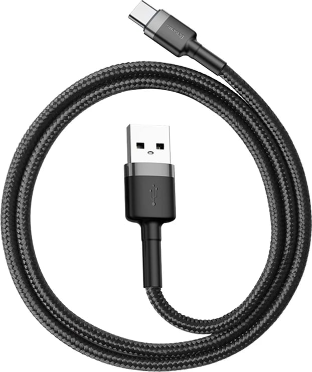 Kabllo Baseus Cafule CATKLF-AG1 USB-A në USB-C, 0.5m, 3A, QC 3.0, e zezë-gri