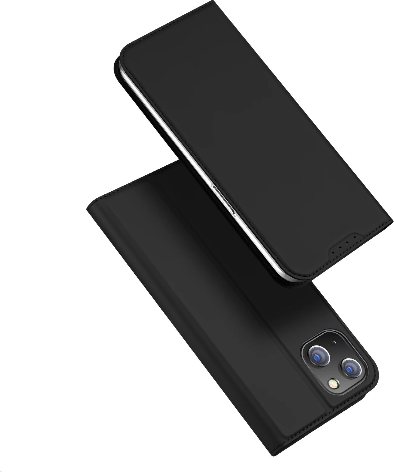 Mbështjellës Dux Ducis Skin Pro për iPhone 15 Plus, me kapak, xhep kartelash, i zi