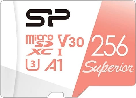 MicroSDXC kartë memorie Silicon Power Superior 256 GB, e kuqe