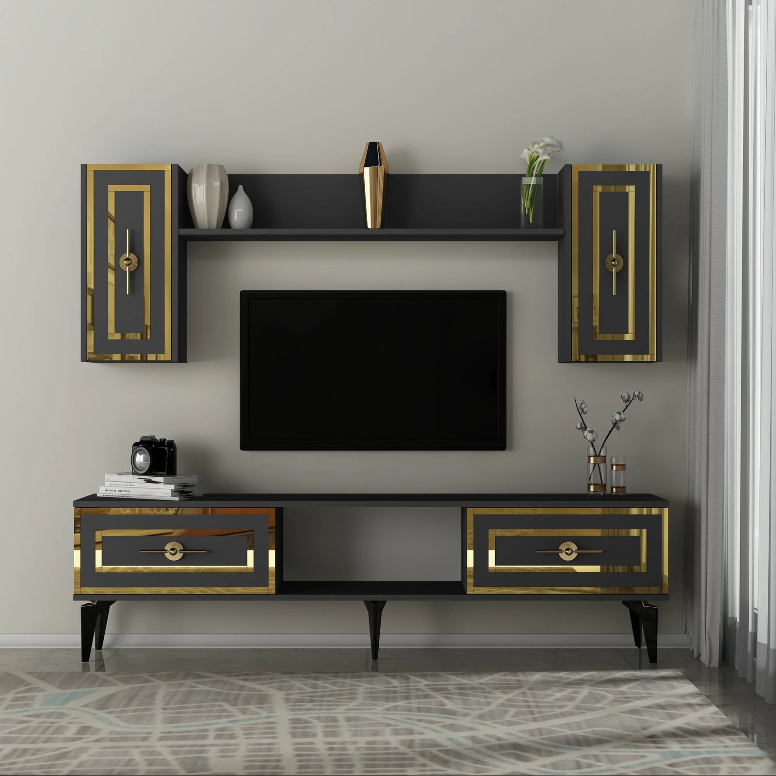 Komodë TV Skye Decor, ngjyrë viola-antracit