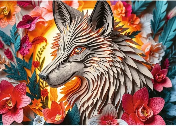 Puzzle Trefl 1000 pjesë, 40 vjetori, Paper Art Wolf, shumëngjyrëshe Puzzle Trefl 1000 pjesë, 40 vjetori, Paper Art Wolf, shumëngjyrëshe