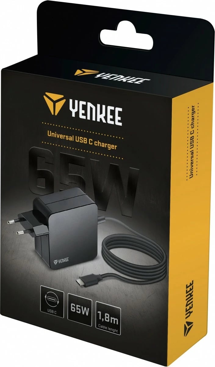 Karikues muri YENKEE YAU C65, 65W, USB Type-C, 1.8m, i zi