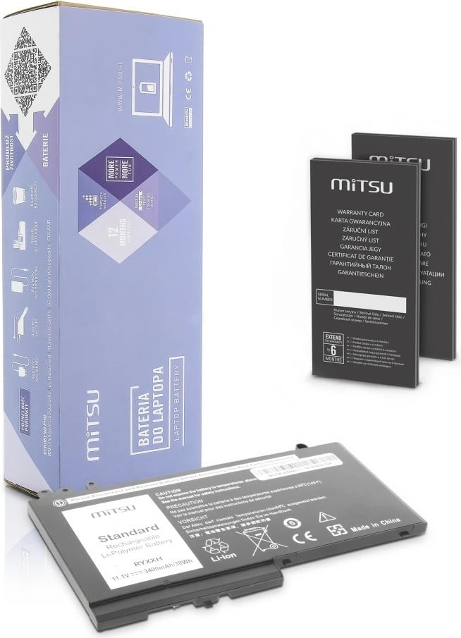 Bateri laptop Mitsu për Dell Latitude E5450/E5550, 3400 mAh, 11.1V, e zezë