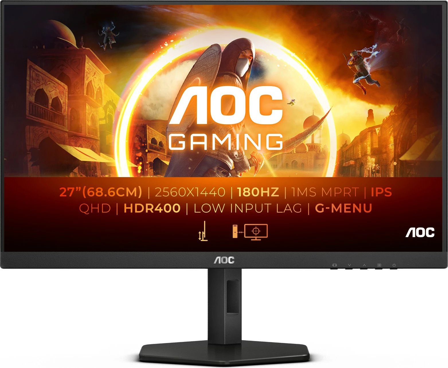 Monitor AOC Q27G4X, 27", 2560 x 1440, Quad HD, LCD, 1 ms, i zi