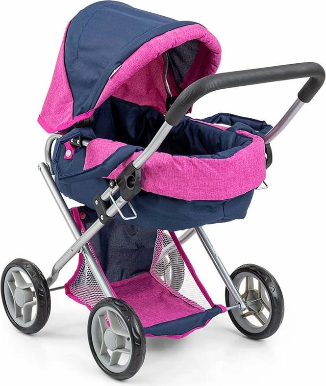 karrocë për kukulla, Milly Mally, Alice Prestige, thellë me djep të heqshëm, për kukulla deri 40 cm, palosëse, blu e errët