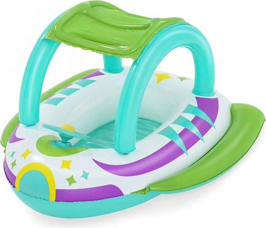 Varkë e fryrë për fëmijë me tendë, Bestway, 107 x 112 cm, shumëngjyrëshe