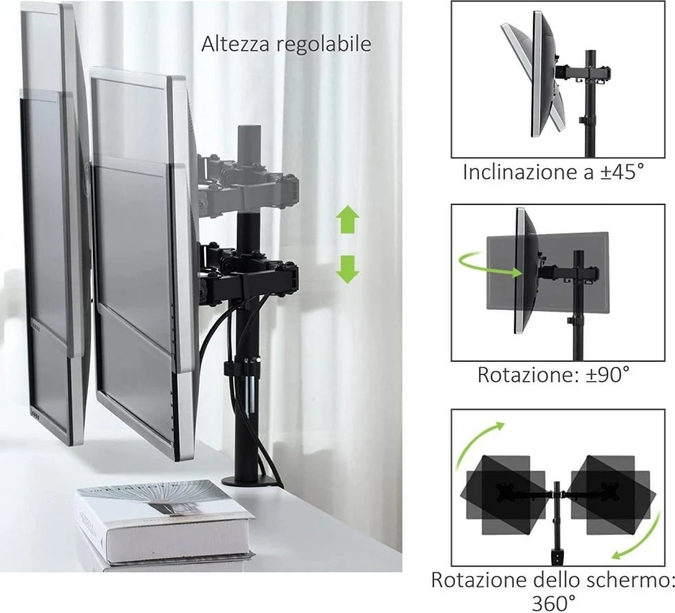 Mbajtës tavoline për 2 monitorë Techly ICA-LCD 482-D, 13-27", i zi