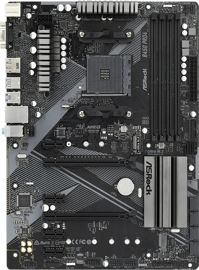 Pllakë amë ASRock B450 PRO4 R2.0, Socket AM4, ATX, 128GB DDR4, HDMI, DisplayPort, e zezë