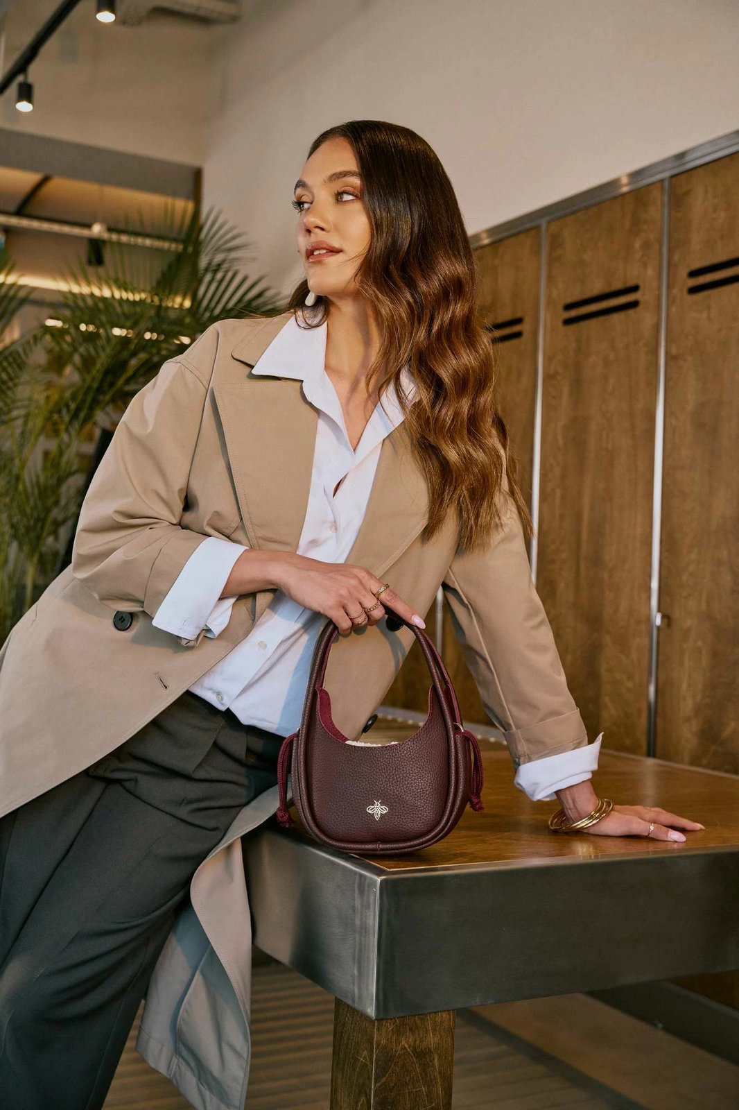 Çantë krahu Lucky Bees, Hedy, ngjyrë e kuqe e errët