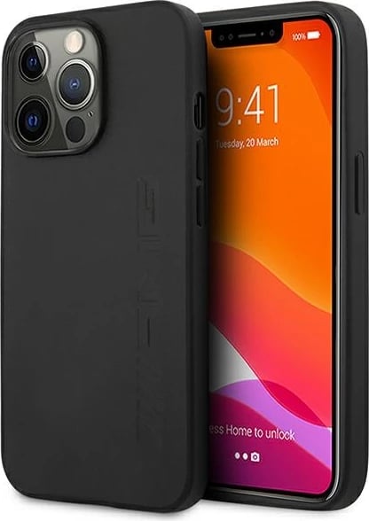 Mbështjellës Mercedes AMG AMHCP14XDOLBK për iPhone 14 Pro Max 6.7", lëkurë, i zi