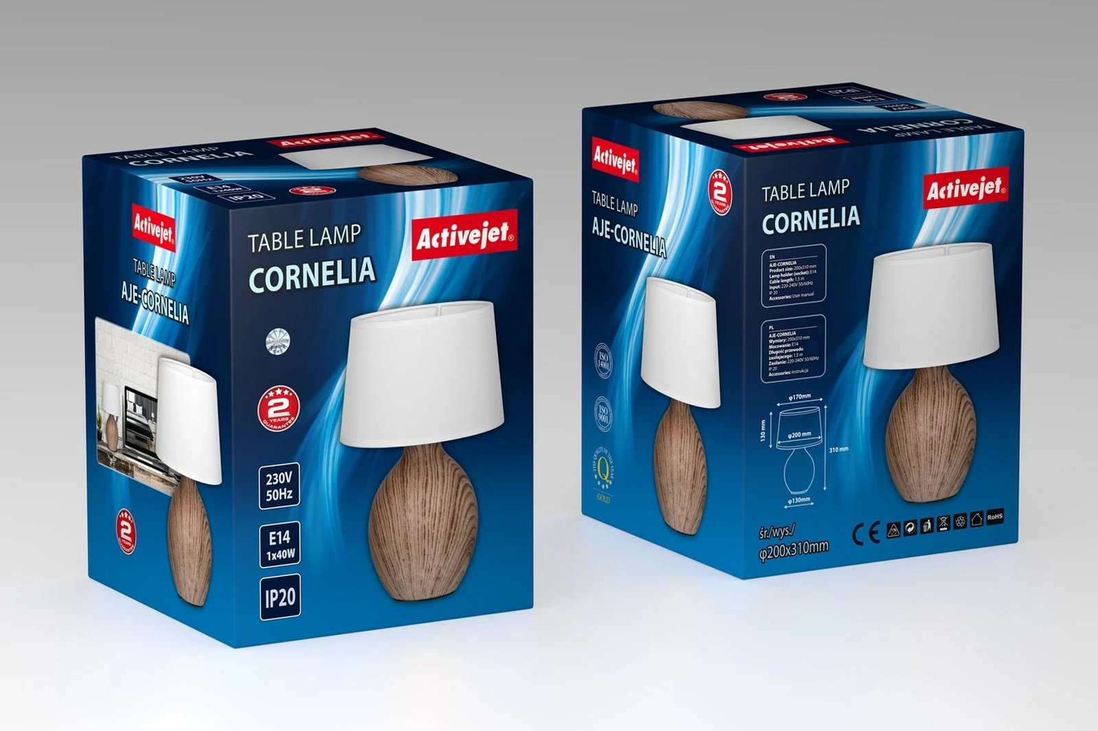Llambë tavoline Activejet AJE-CORNELIA, E14, Dru, E zezë