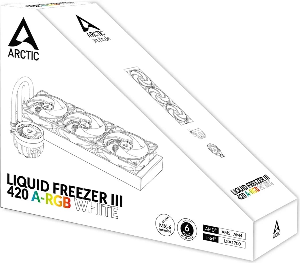 Ftohës uji Arctic Cooling Liquid Freezer III 420 A-RGB, për CPU, i bardhë