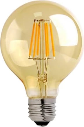 Llambë LED G80, 4W, E27, 3000K, ngjyrë amber