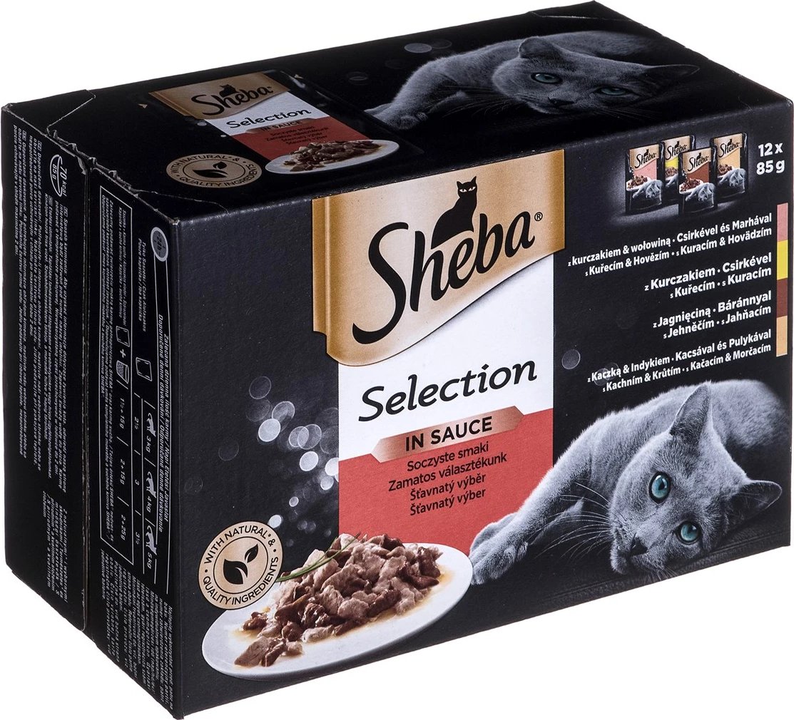 Ushqim për macet Sheba Selection në salcë, Aromat e lëngshme 12 x 85 g