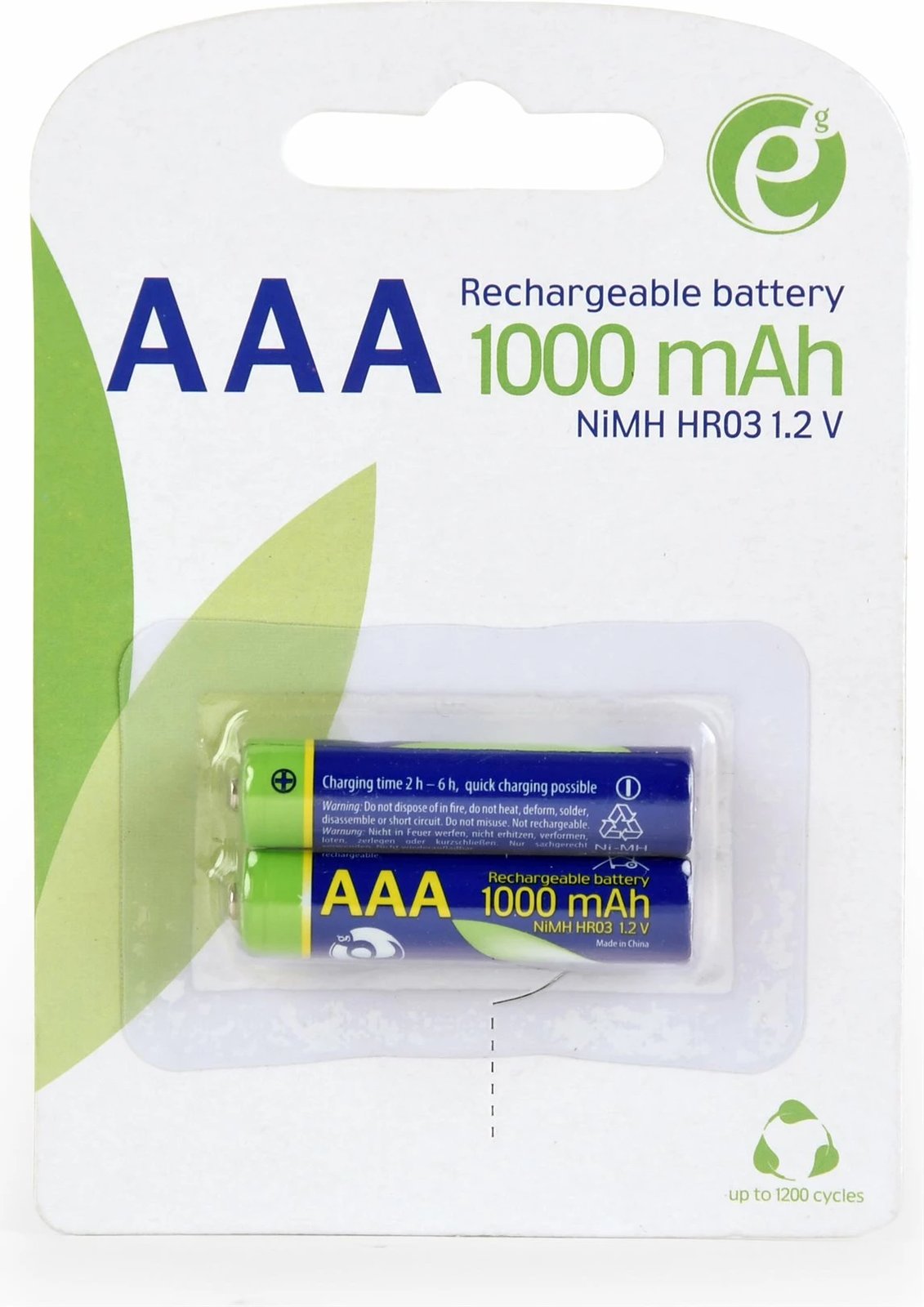 Bateri të rikarikueshme AAA Gembird EG-BA-AAA10-01, 1000 mAh, 2 copë