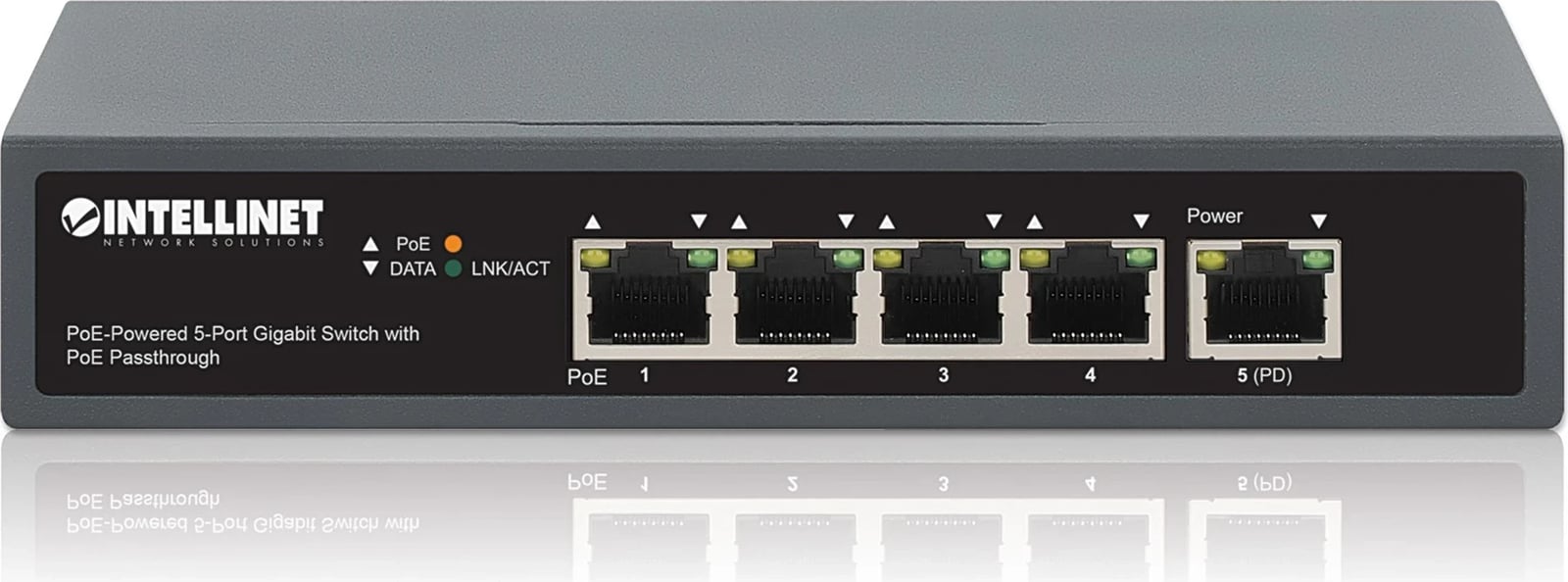 Switch Gigabit Intellinet me 5 Porta dhe PoE Passthrough, PoE++ Switch Gigabit Intellinet me 5 Porta dhe PoE Passthrough, PoE++