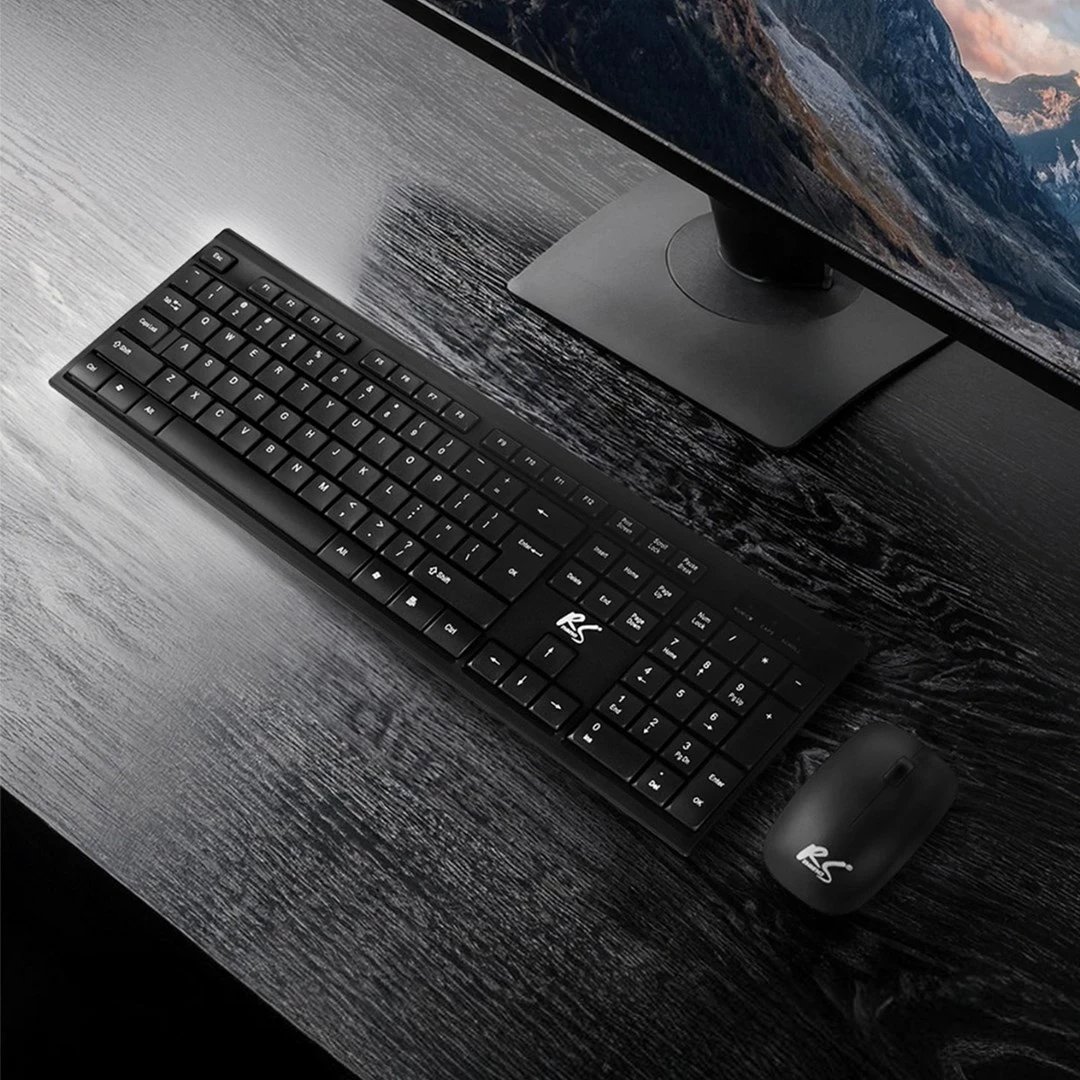 Tastierë dhe Maus NanoRS RS580, Pa kabllo, Ergonomik, Zi