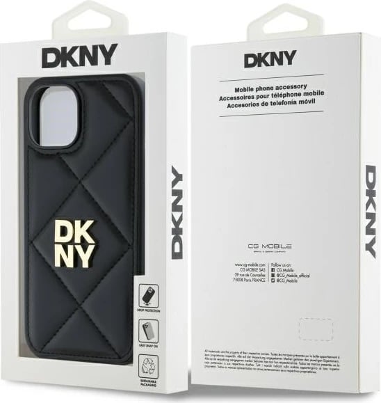 Mbështjellës DKNY Quilted Stack Logo për iPhone 14, i zi